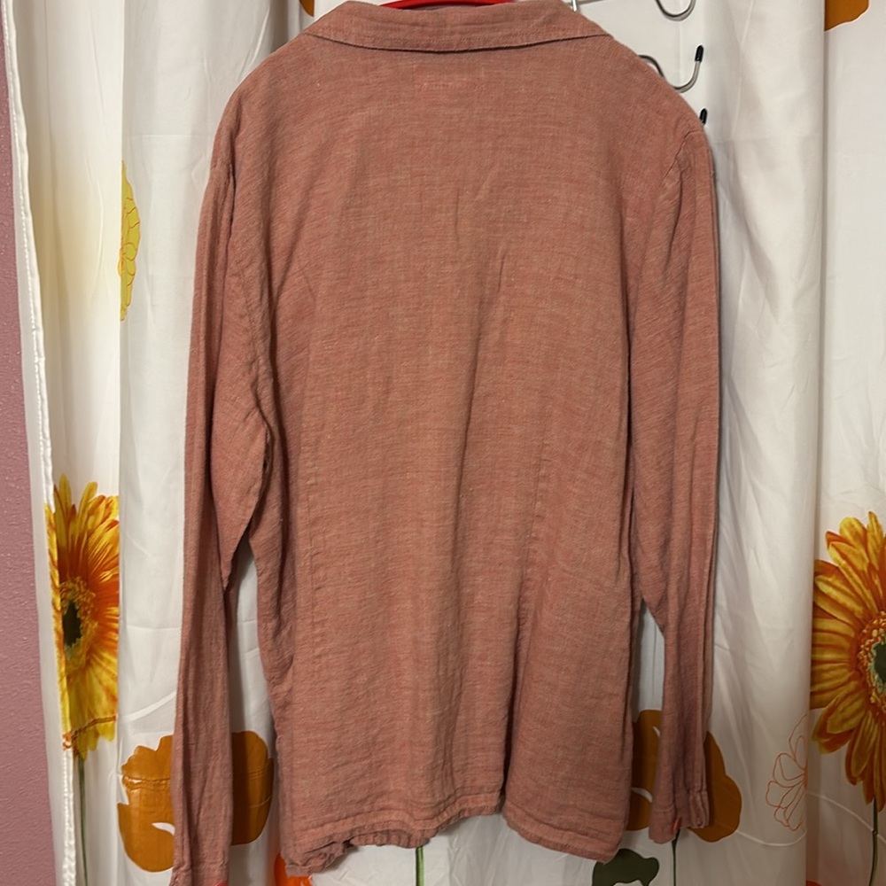 Vintage Flax Button-Up Shirt in Rust M - Picture 3 of 6